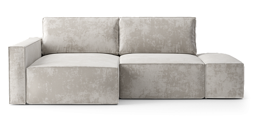 Диван-кровать Софт угловой левый с банкеткой Sensey white sand